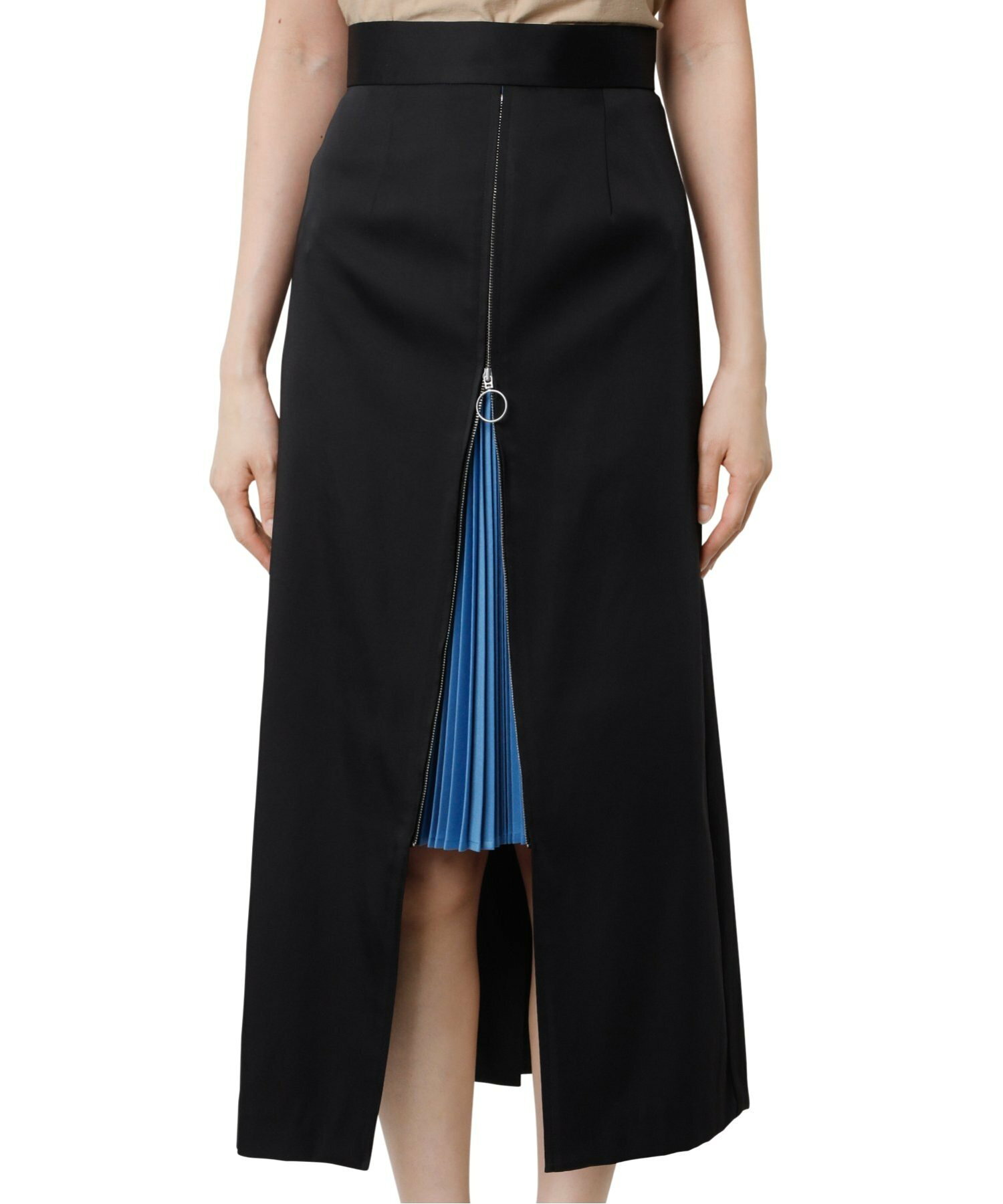 LE CIEL BLEU/カラーブロックプリーツインサートスカート / Color Block Pleated Insert Skirt